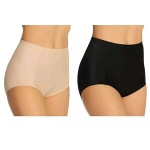 Maidenform 2 Light Control Shaping Smoothing Briefs Panty Woman 2X Black Beige